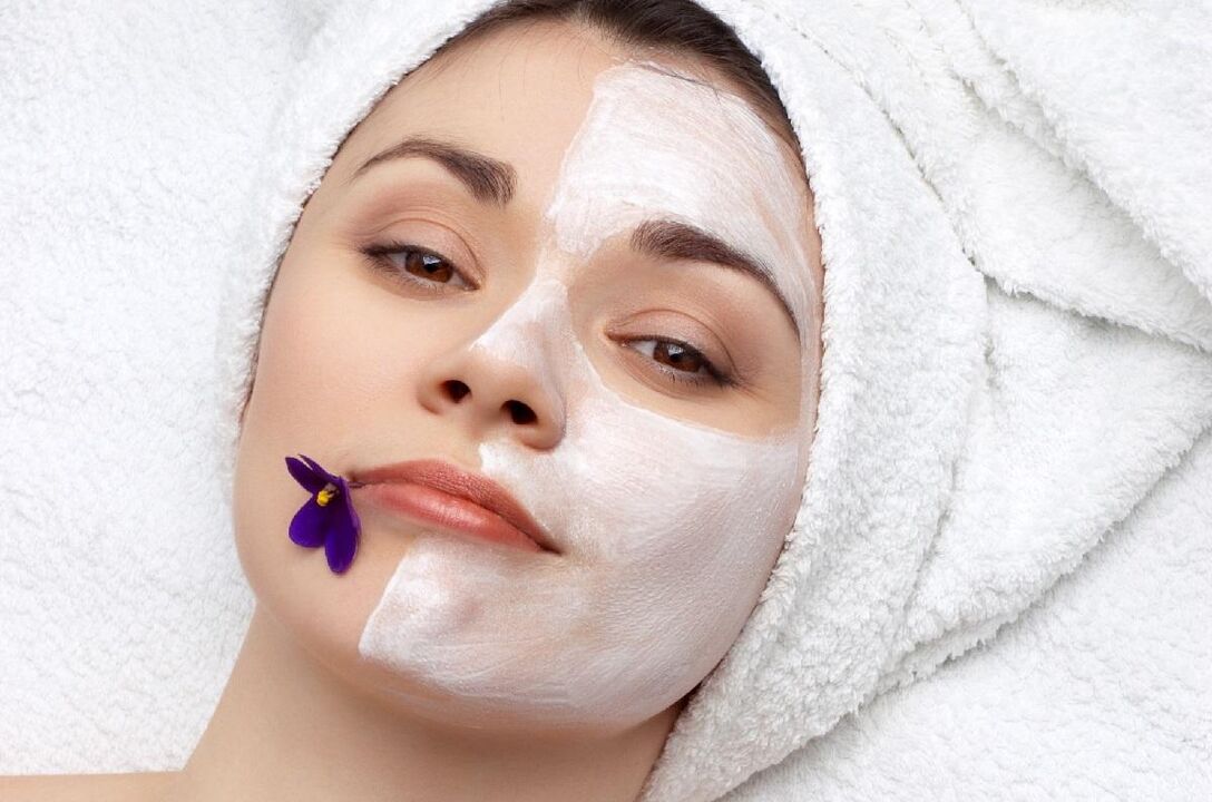 Firming mask based on protein and cream for the face after 45 years